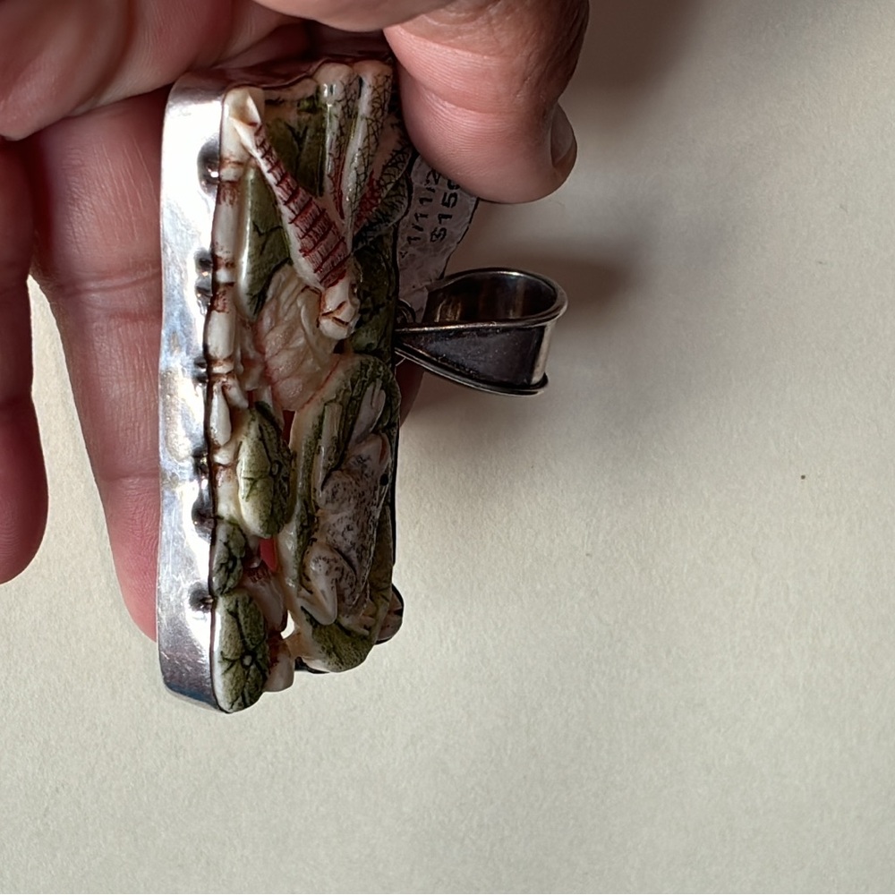 Vintage Sterling Silver Ivory Pendant - Picture 8 of 10